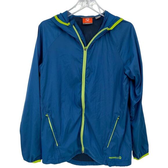 Merrell Windbreaker Jacket Womens Size S Teal Blue SelectDry Hooded Lightweight - Picture 1 of 14